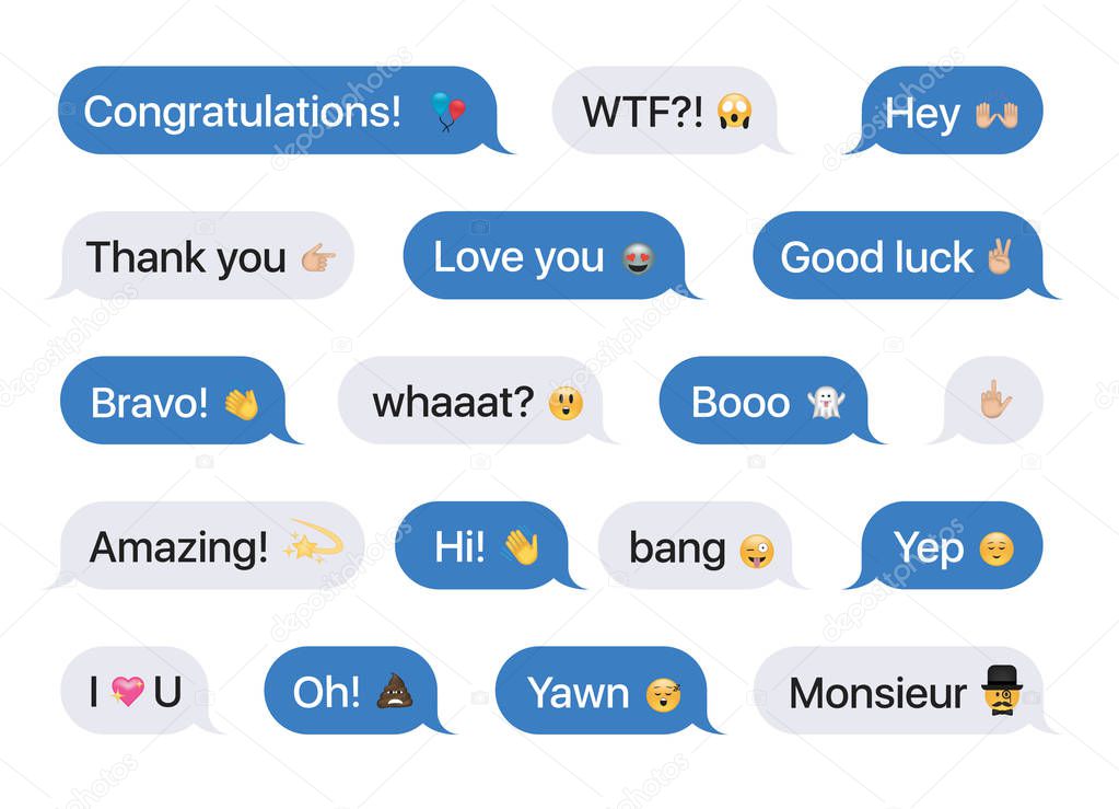 Set of SMS bubbles messages