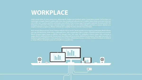 Diseño moderno del lugar de trabajo . — Vector de stock