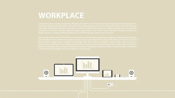 Moderne ontwerp van de werkplek. — Stockvector