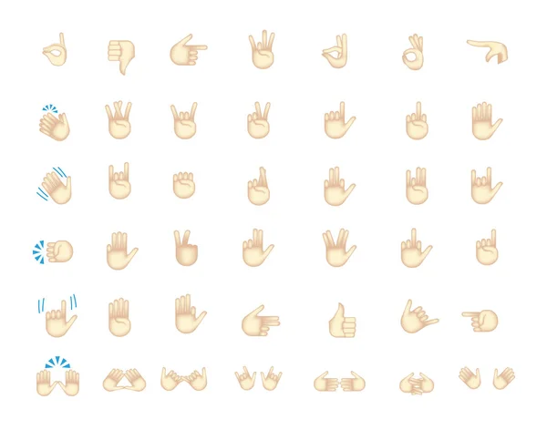 Conjunto de vetor emoticon mão isolado no fundo branco . —  Vetores de Stock