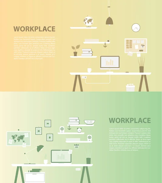 Современный дизайн рабочего места . — стоковый вектор