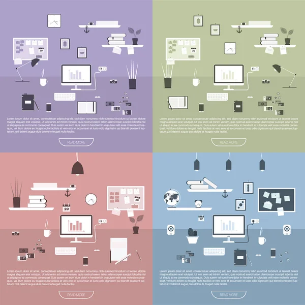 Diseño moderno del lugar de trabajo . — Vector de stock