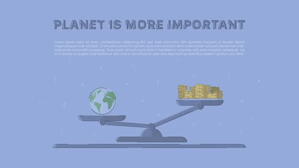 Planeta é mais importante . — Vetor de Stock