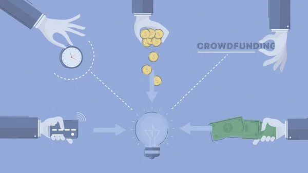 Crowdfunding. Έννοιας επιχείρηση διάνυσμα — Διανυσματικό Αρχείο
