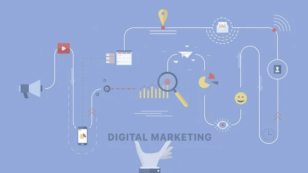 Contexte du processus de marketing numérique . — Image vectorielle