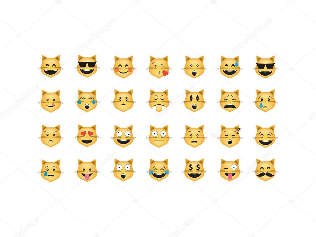 Set of cat emoticon vector