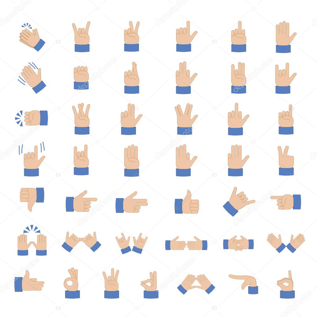 Set of hand emoticon 