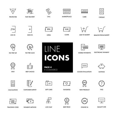 Satır simgeler kümesi. E-ticaret 