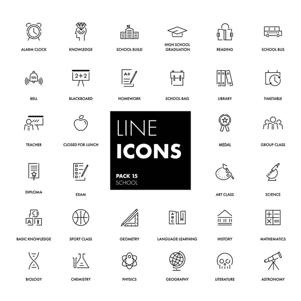 Line icons set. School — Stock Vector