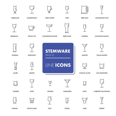 Satır simgeler kümesi. Stemware 