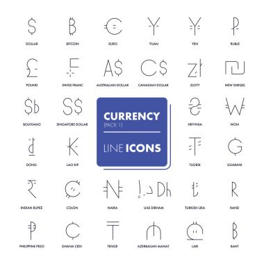 Line icons set. Currency market.  clipart