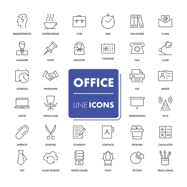 Lijn iconen set. Office. — Stockvector