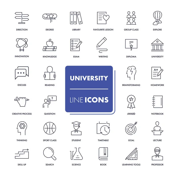 Line icons set. University — Stock Vector