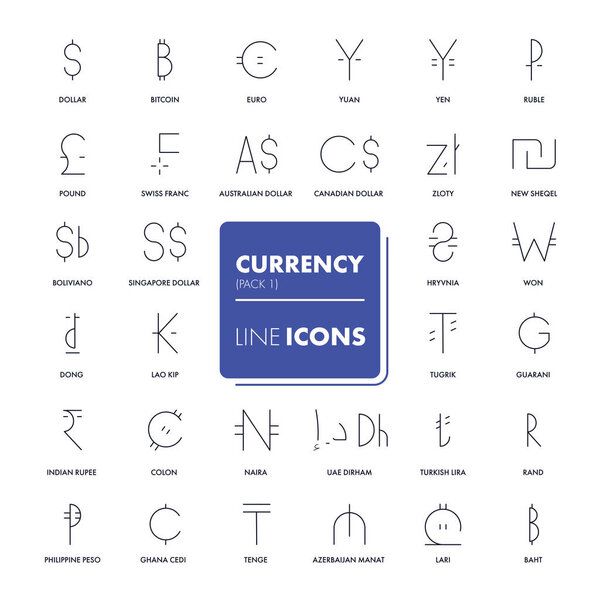 Line icons set. Currency market. 