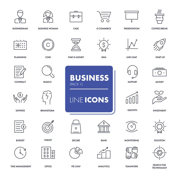 Lijn iconen set. Business — Stockvector