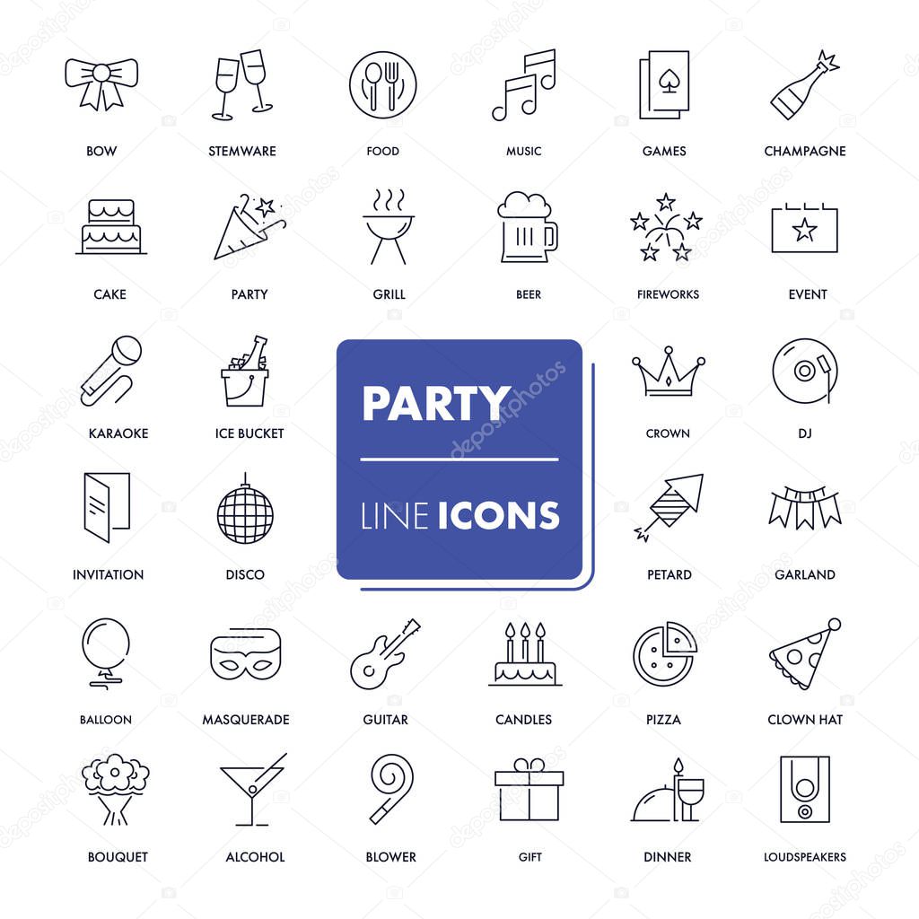 Line icons set. Party