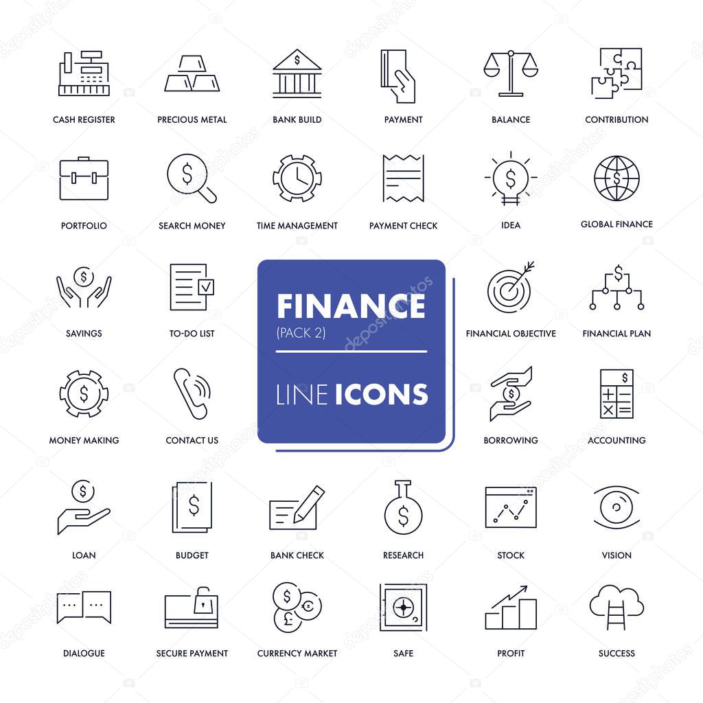 Line icons set. Finance