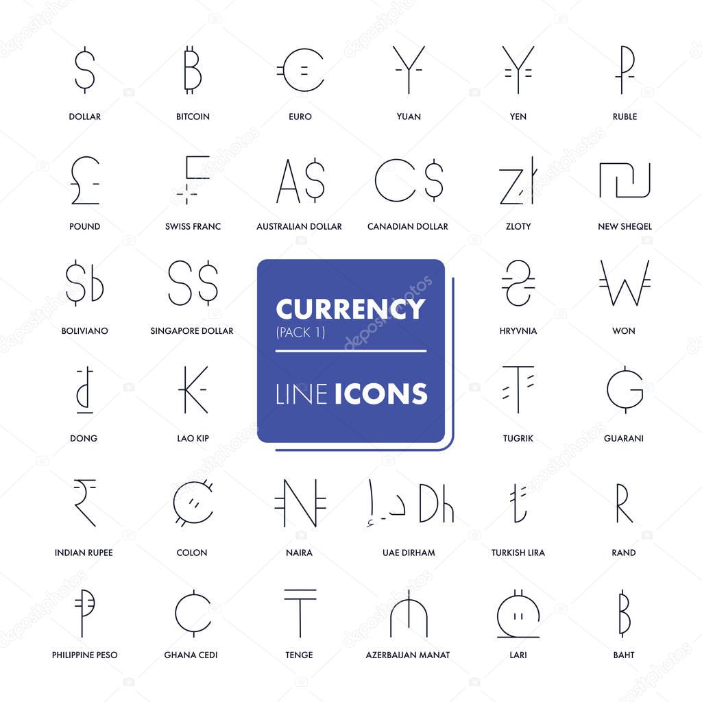 Line icons set. Currency market. 