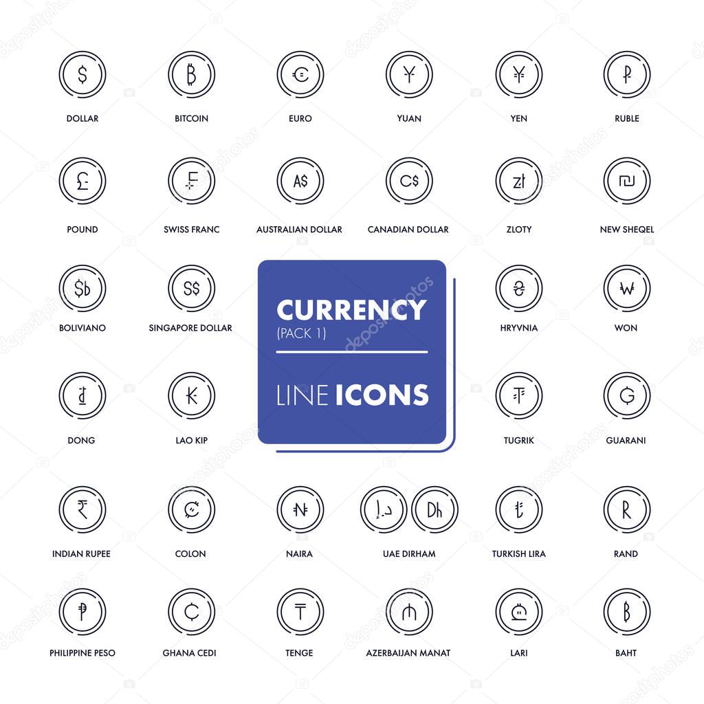 Line icons set. Currency market