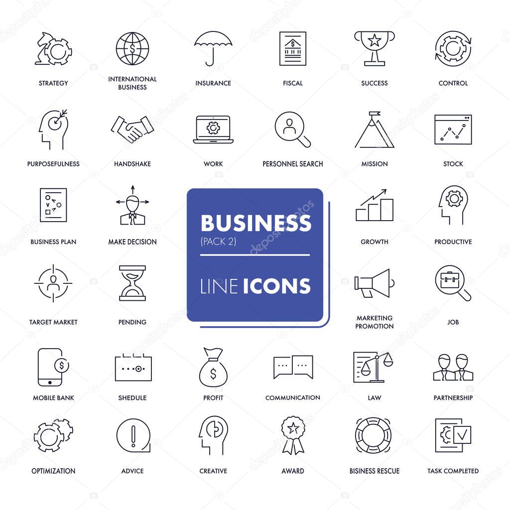 Line icons set. Business