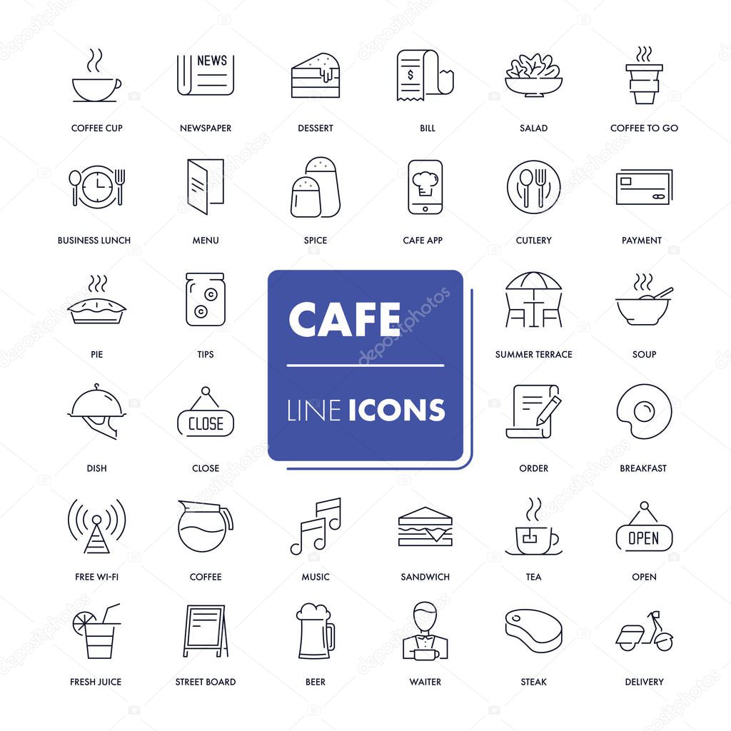 Line icons set Cafe