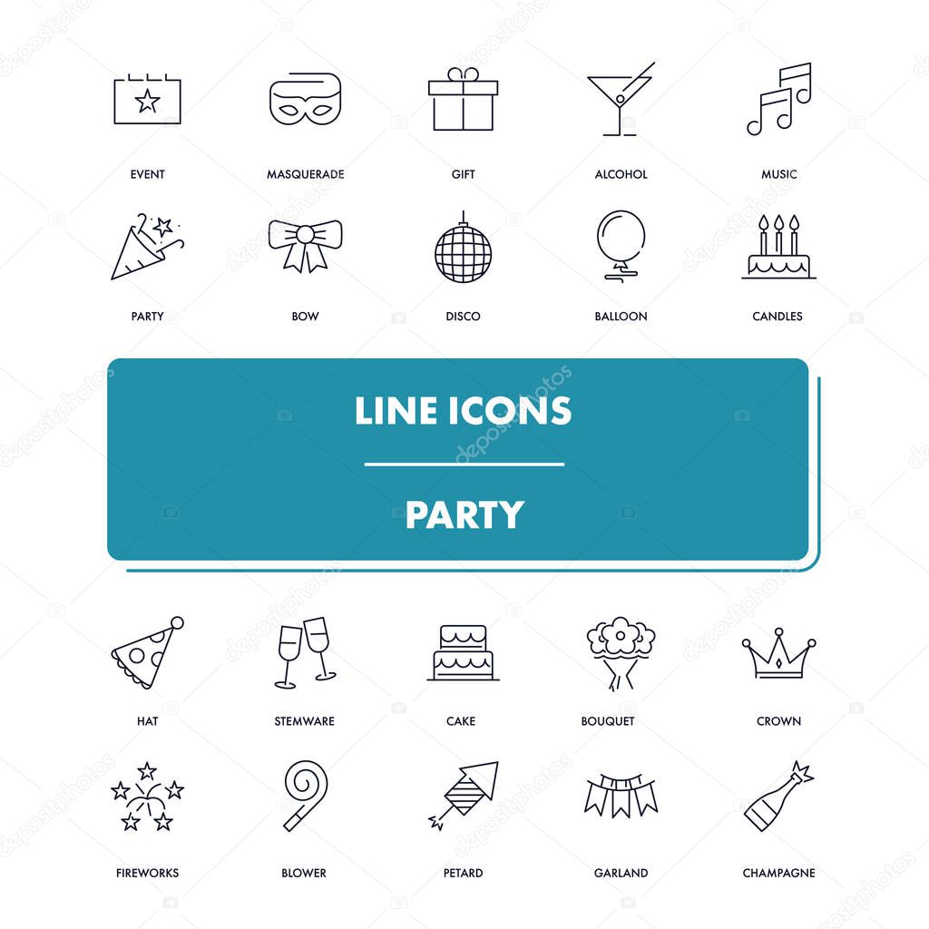  Line icons set. Party