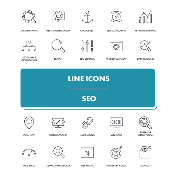 Lijn iconen set. SEO — Stockvector