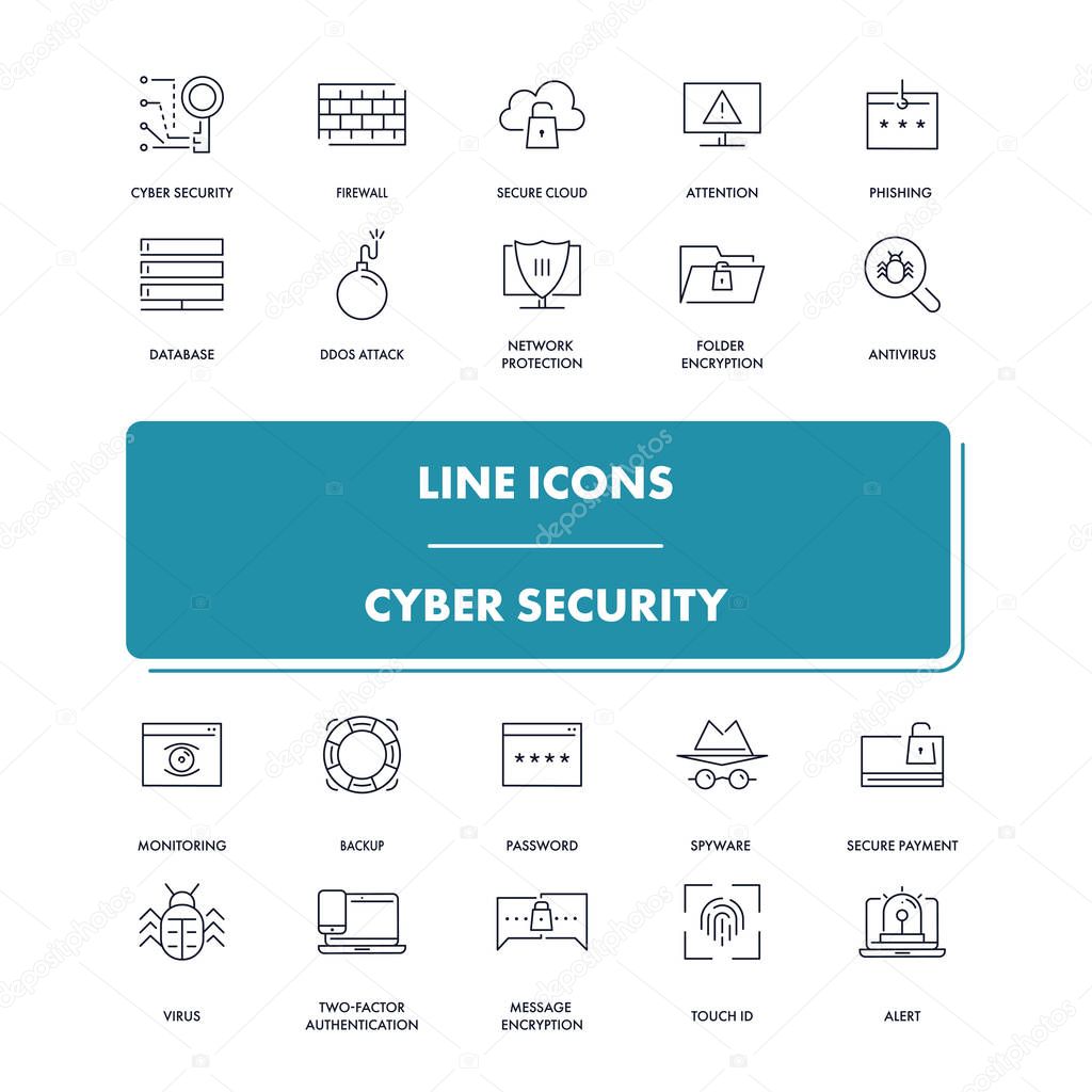 Line icons set. Cyber Security