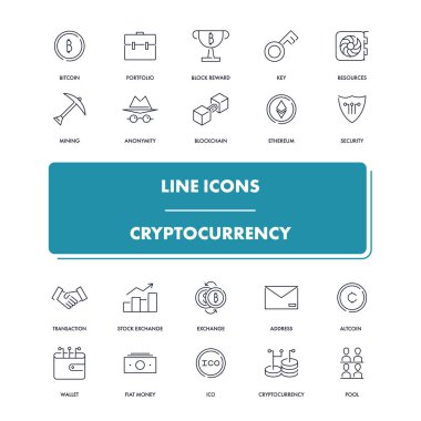 Satır simgeler kümesi. Cryptocurrency