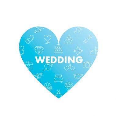 Kalp şekli satır simgeler. Düğün