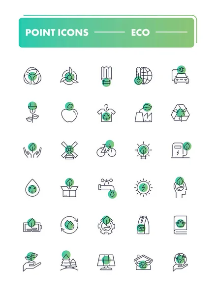 stock vector Set of 30 line icons.  Eco 