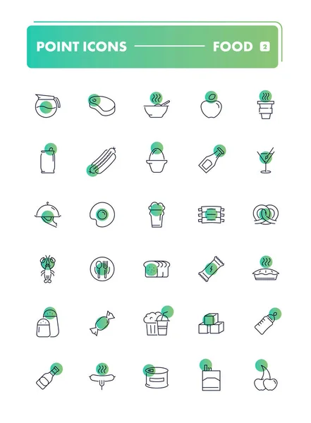 Conjunto de 30 iconos de línea. Comida y bebida — Vector de stock