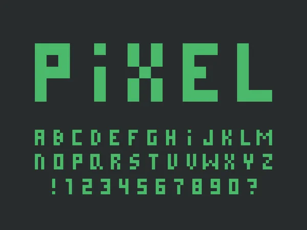 Fuente verde pixel. Alfabeto vectorial — Vector de stock