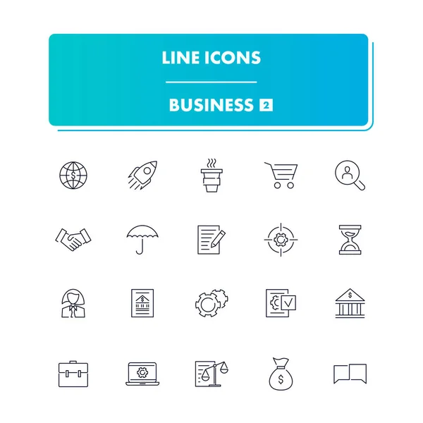 Conjunto de ícones de linha. Negócio 2 — Vetor de Stock