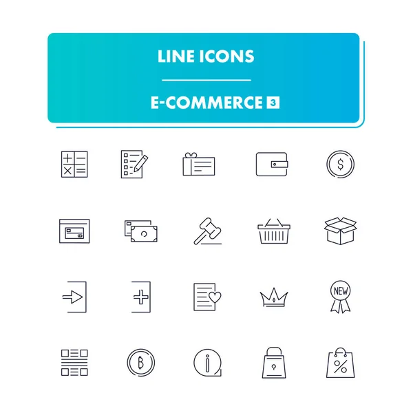 Conjunto de ícones de linha. Comércio electrónico 3 — Vetor de Stock