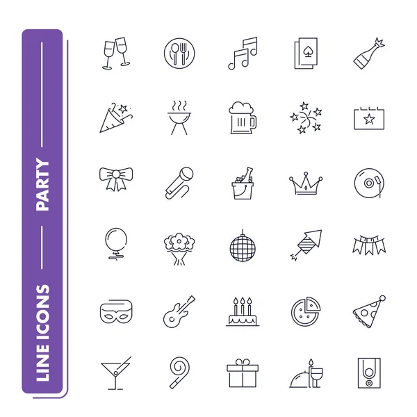 Line icons set. Party — Stock Vector