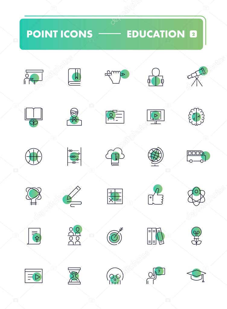 Set of 30 line icons. Education 