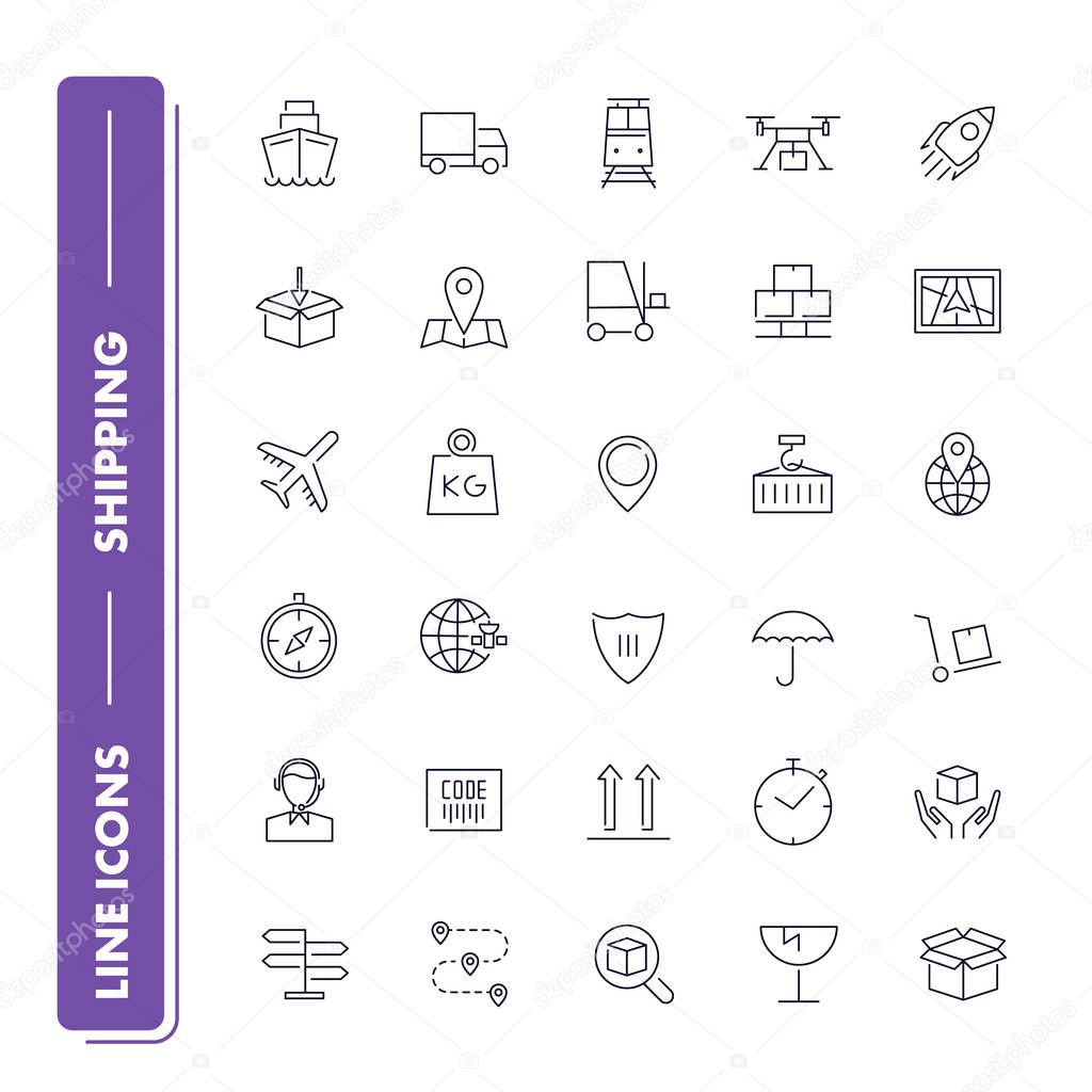 Line icons set. Shipping 
