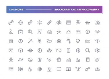 60 satır simgeler kümesi. Blockchain ve cryptocurrency