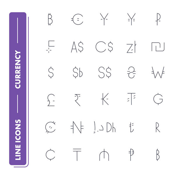 Line icons set. Currency 