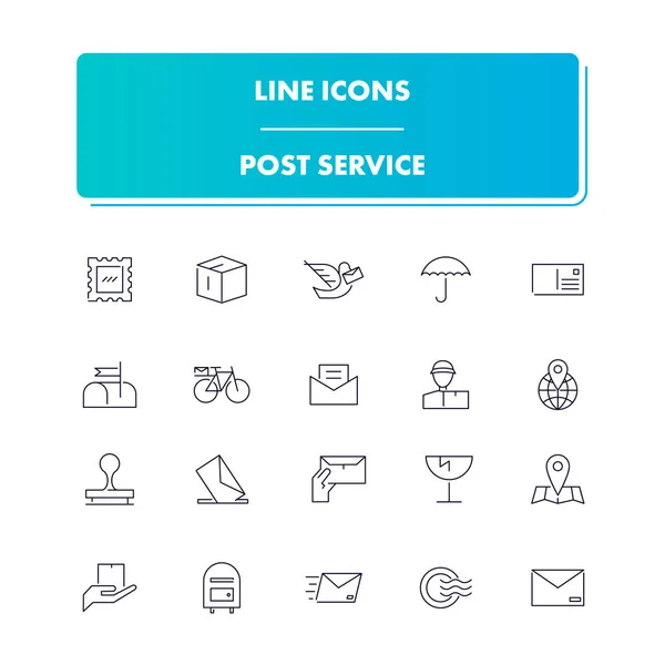 Icone di linea impostate. Servizio postale — Vettoriale Stock