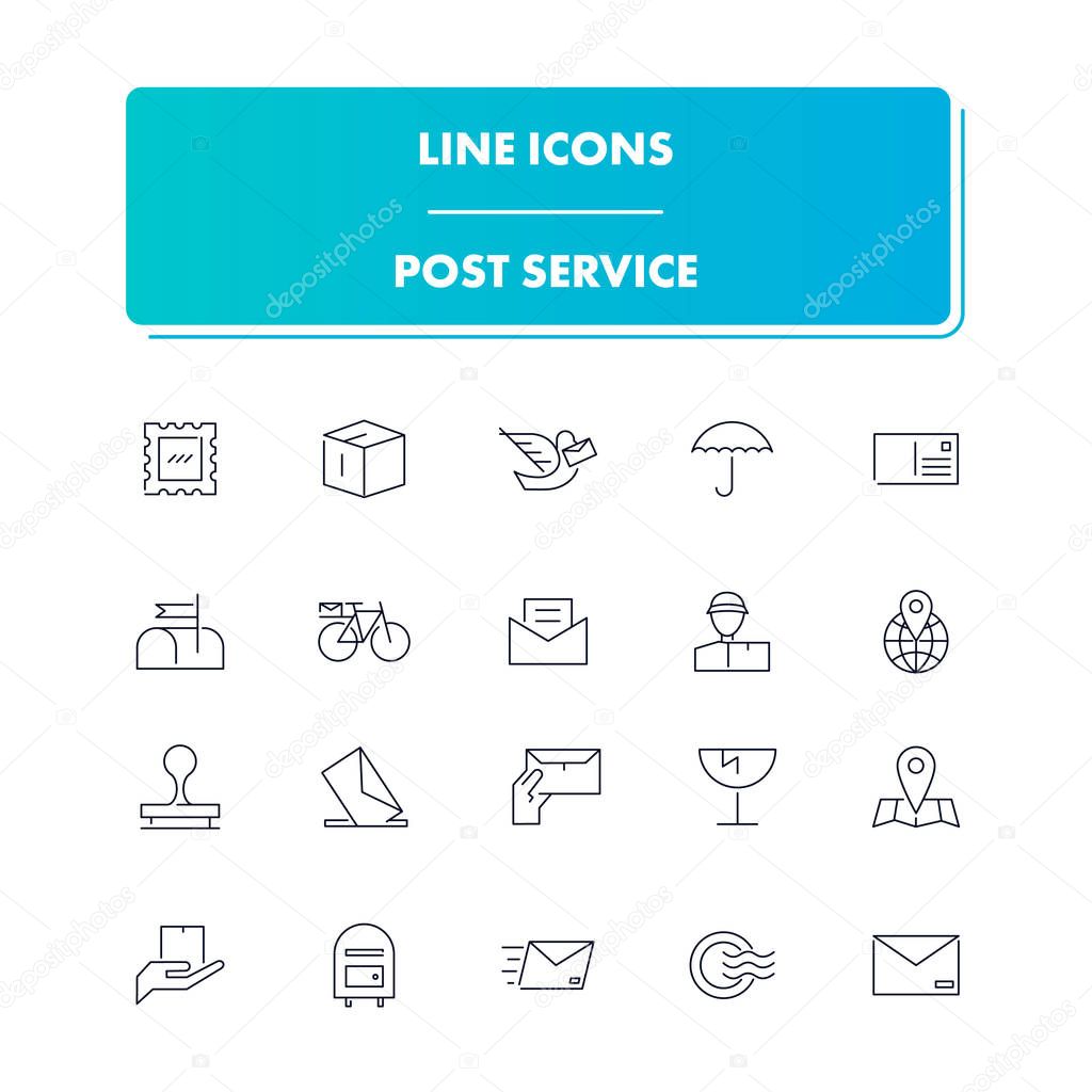 Line icons set. Post Service