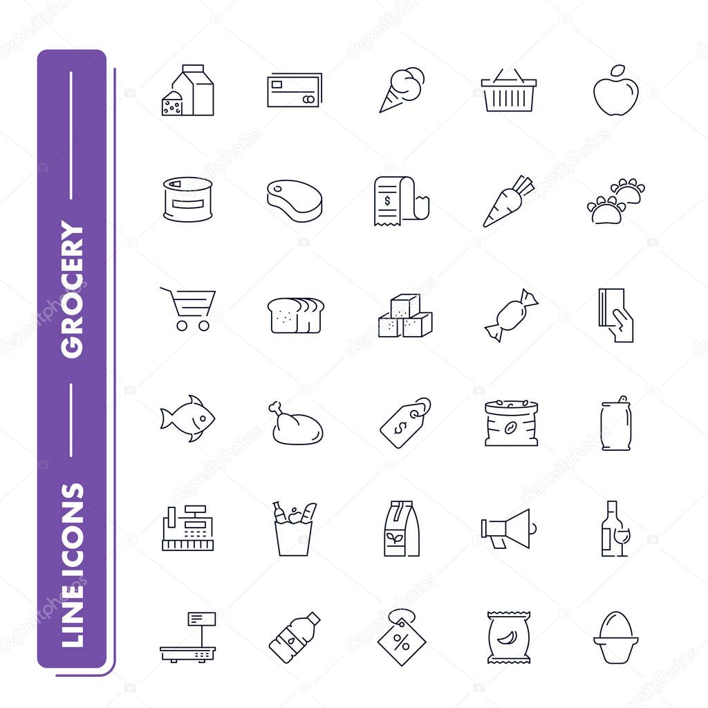 Line icons set. Grocery 