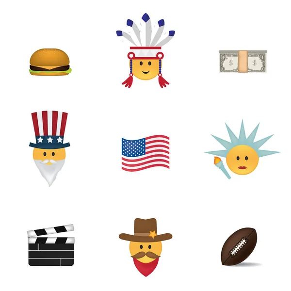 Set di emoticon vettoriale USA — Vettoriale Stock