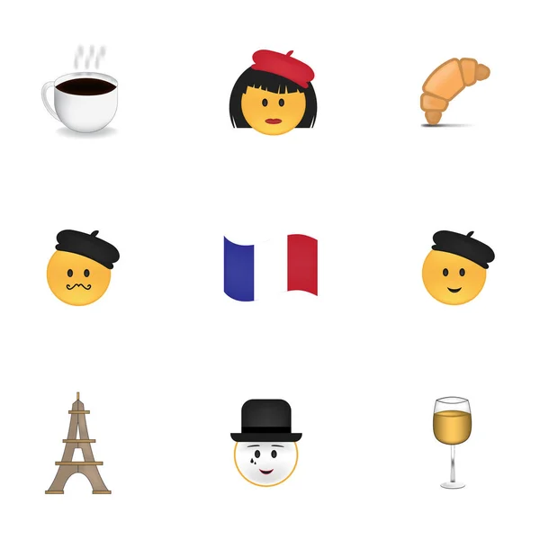 Conjunto de emoticonos franceses — Archivo Imágenes Vectoriales