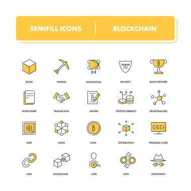 Satır simgeler kümesi. Blockchain 