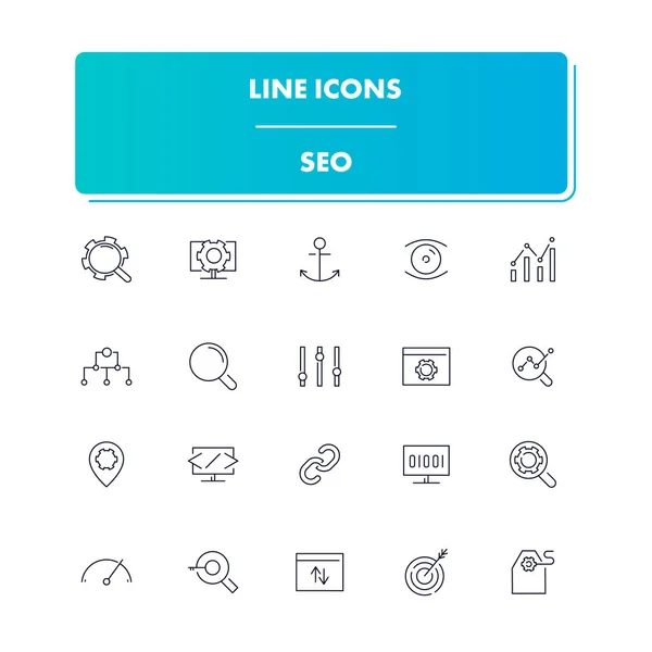 Lijn iconen set. SEO — Stockvector
