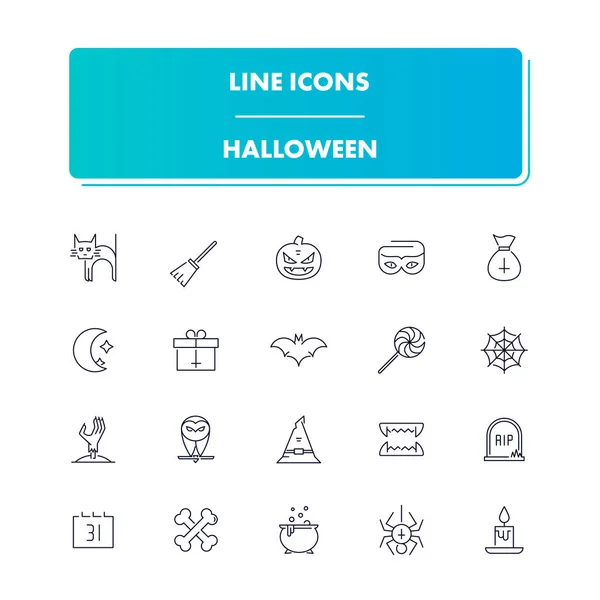 Juego de iconos de línea. Halloween — Vector de stock