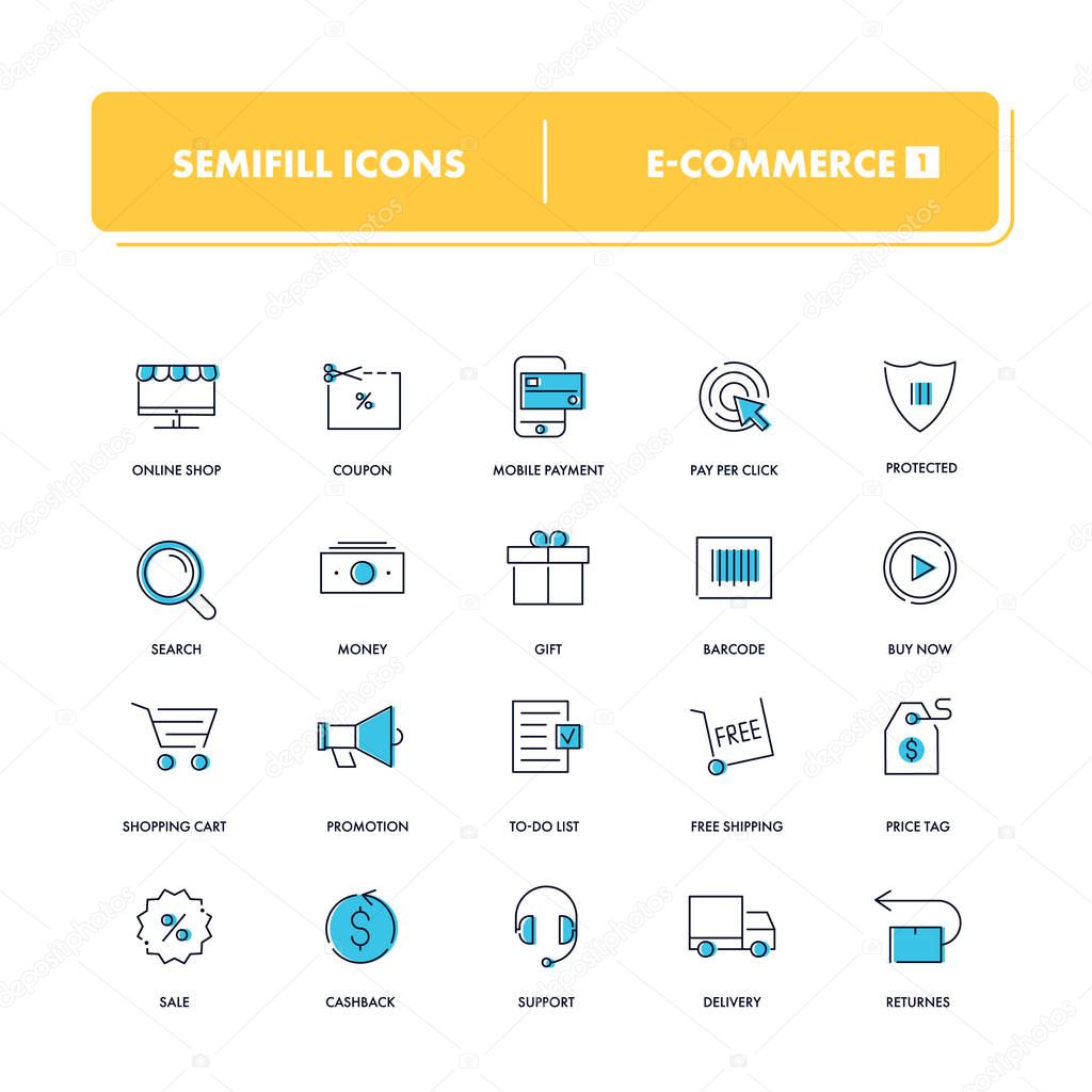 Line icons set. E-commerce 1