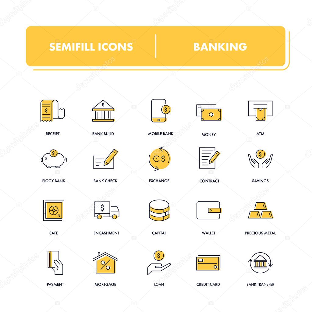 Line icons set. Banking 